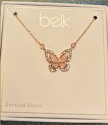 Beautiful Pink Butterfly Necklace with stones